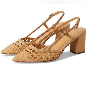 Marc Fisher Zunnie Woven Slingback Heels in Light Natural Leather sz 7.5